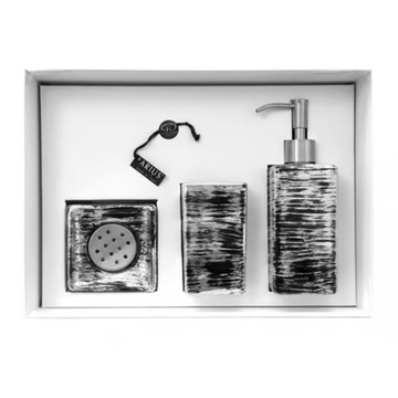 GRAFFITI SET BLACK/SILVER/IVORY - Countertop glass toothbrush holder by Glass Design - view 3